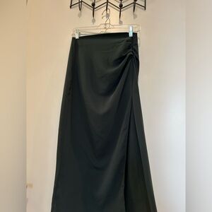 Mango Dark Green Skirt with Slit - Size Small